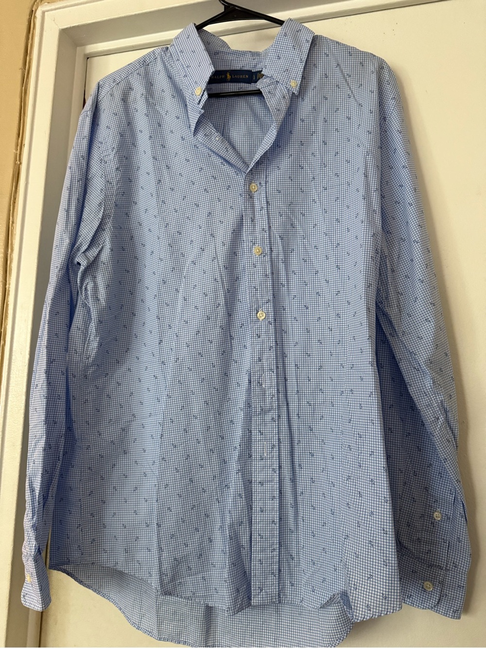 Ralph Lauren Light Blue Micro-Pattern Button-Down Shirt